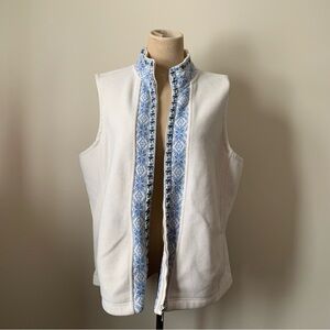 L.L.Bean Fleece Vest w/ Nordic Pattern Trim